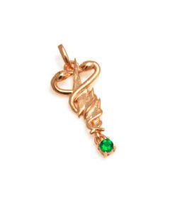 PINGENTE OURO 18K SÍMBOLO PROFISSÕES COM PEDRA NATURAL - Fisioterapia