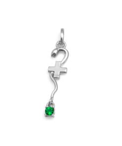 PINGENTE PRATA 925 SÍMBOLO PROFISSÕES COM PEDRA NATURAL - Enfermagem