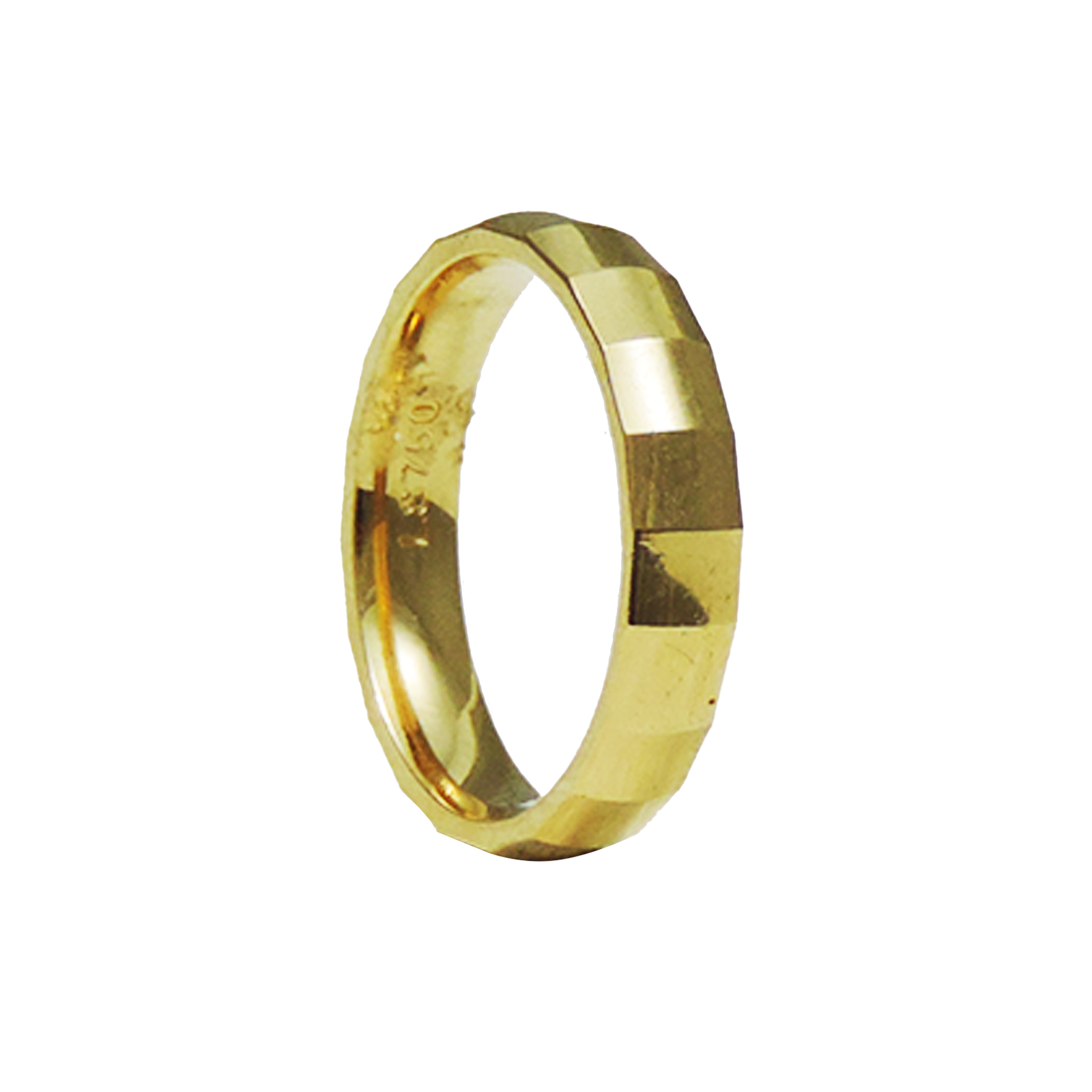 PAR DE ALIANÇAS OURO 18K ABAULADA HEXAGO - Imagem 2