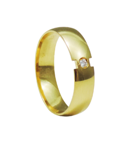 Alternative view of PAR DE ALIANÇAS OURO 18K ABAULADA ROCKSTAR DIAMOND