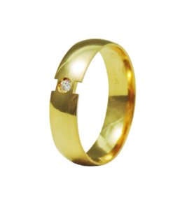 PAR DE ALIANÇAS OURO 18K ABAULADA ROCKSTAR DIAMOND