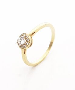 ANEL OURO 18K SOLITÁRIO WINDFLOWER DIAMOND
